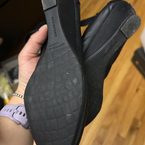 Black wedge leather shoes with ankle strap - Picture 5 of 6